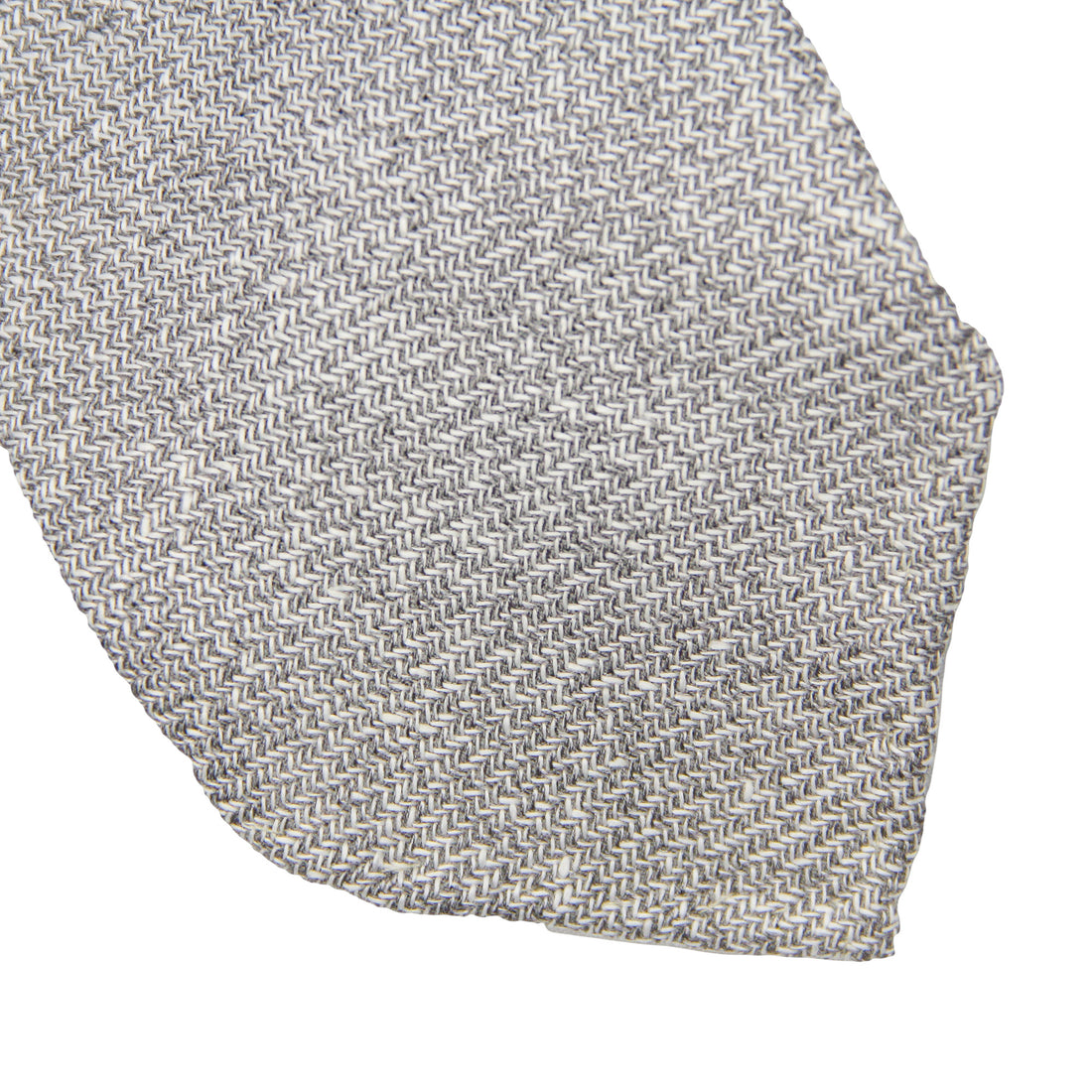 Silver Gray Woven Linen-Silk-Cotton Untipped Tie - Paolo Albizzati