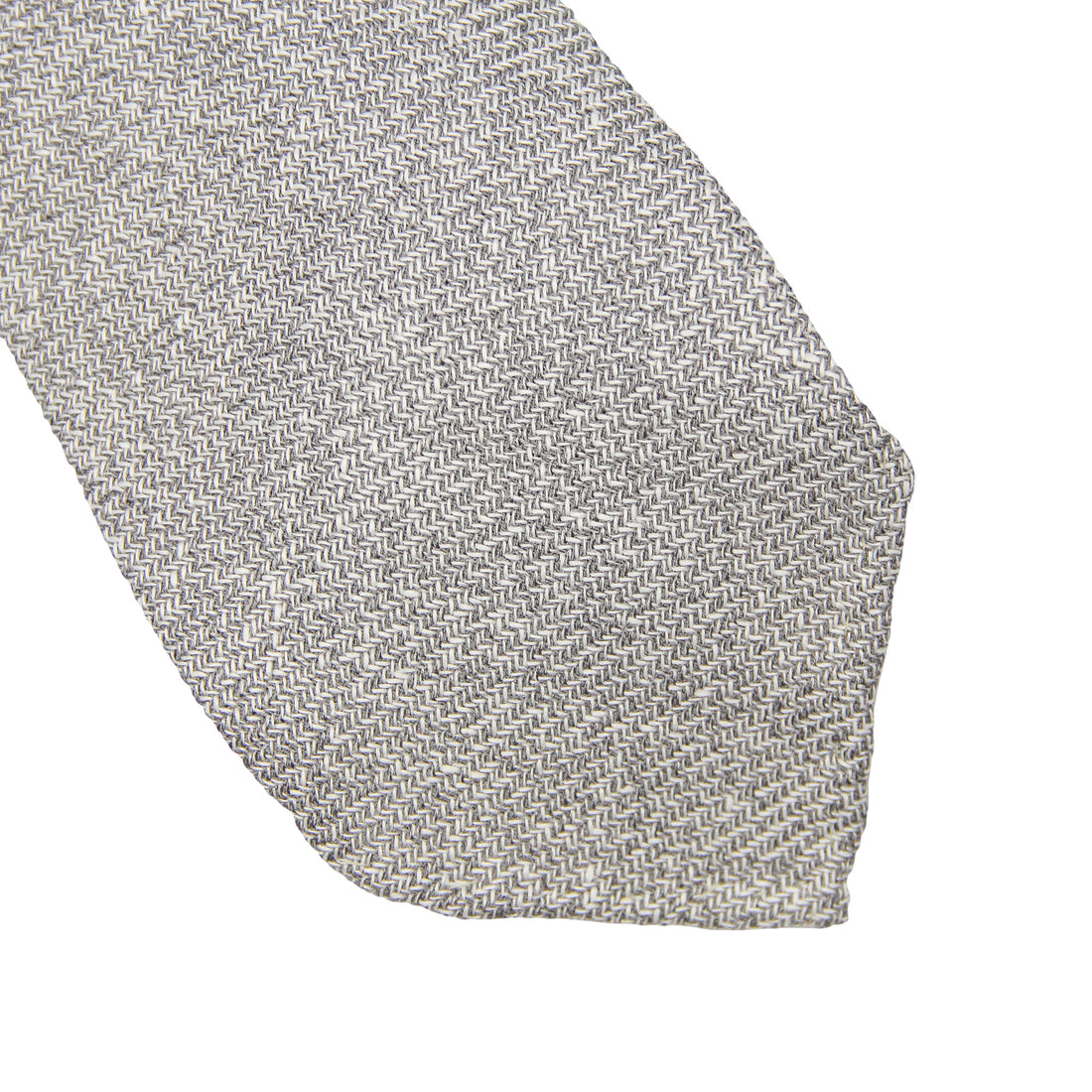 Silver Gray Woven Linen-Silk-Cotton Untipped Tie - Paolo Albizzati