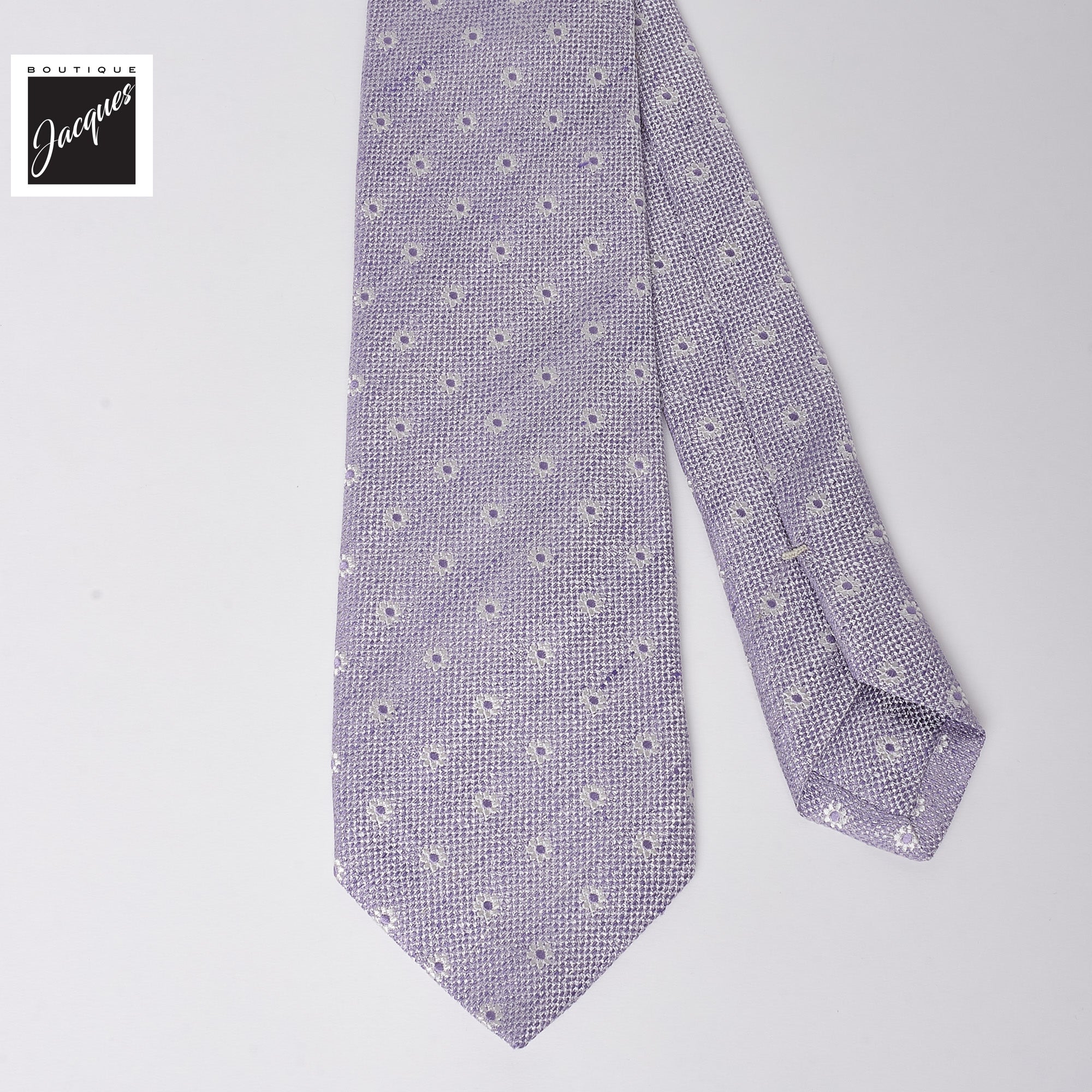 Lilac Floral Pattern Silk-Linen Tie - Paolo Albizzati - Boutique Jacques International