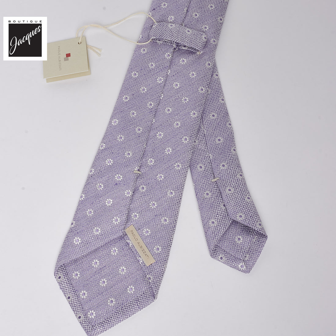 Lilac Floral Pattern Silk-Linen Tie - Paolo Albizzati - Boutique Jacques International