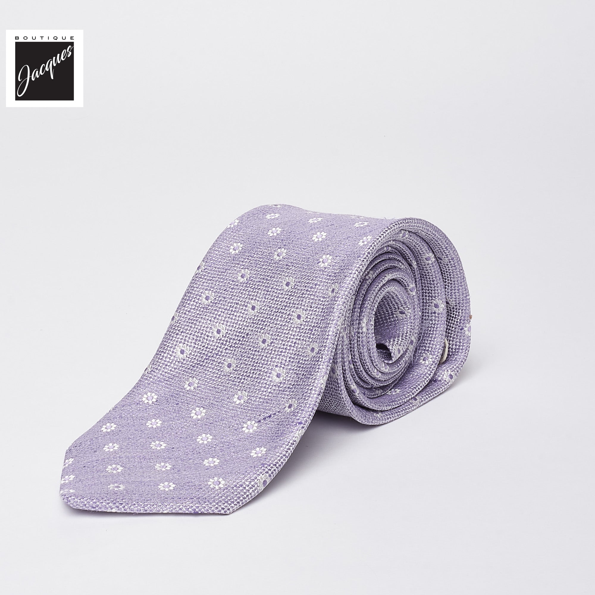 Lilac Floral Pattern Silk-Linen Tie - Paolo Albizzati - Boutique Jacques International