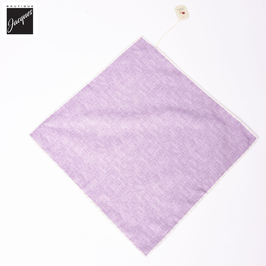 Lavender w/ Ivory Trim Cotton-Silk Reversible Pocket Square - Paolo Albizzati