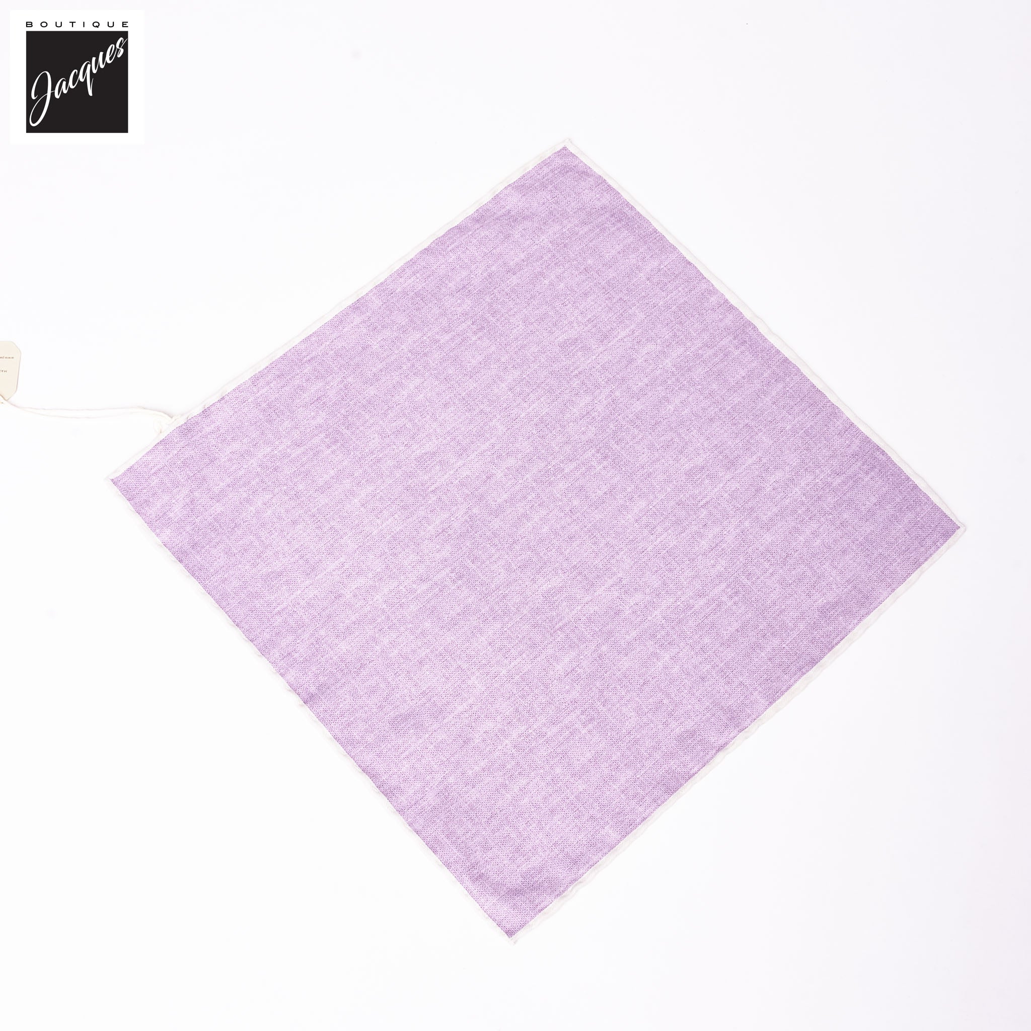 Lavender w/ Ivory Trim Cotton-Silk Reversible Pocket Square - Paolo Albizzati