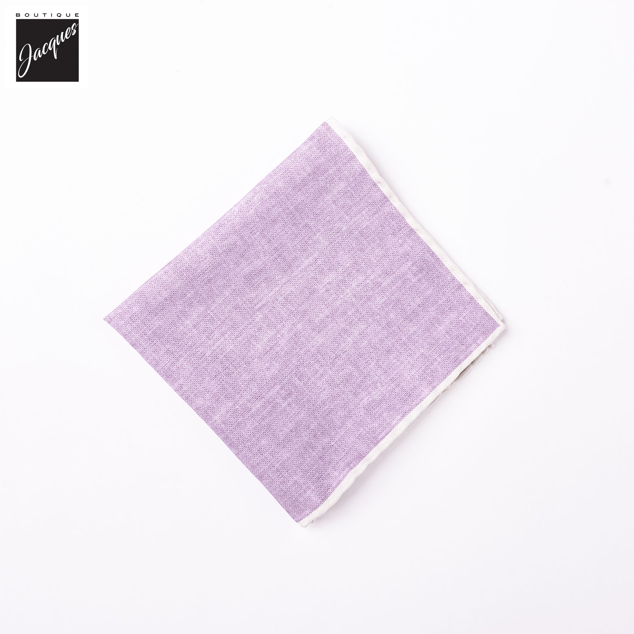 Lavender w/ Ivory Trim Cotton-Silk Reversible Pocket Square - Paolo Albizzati