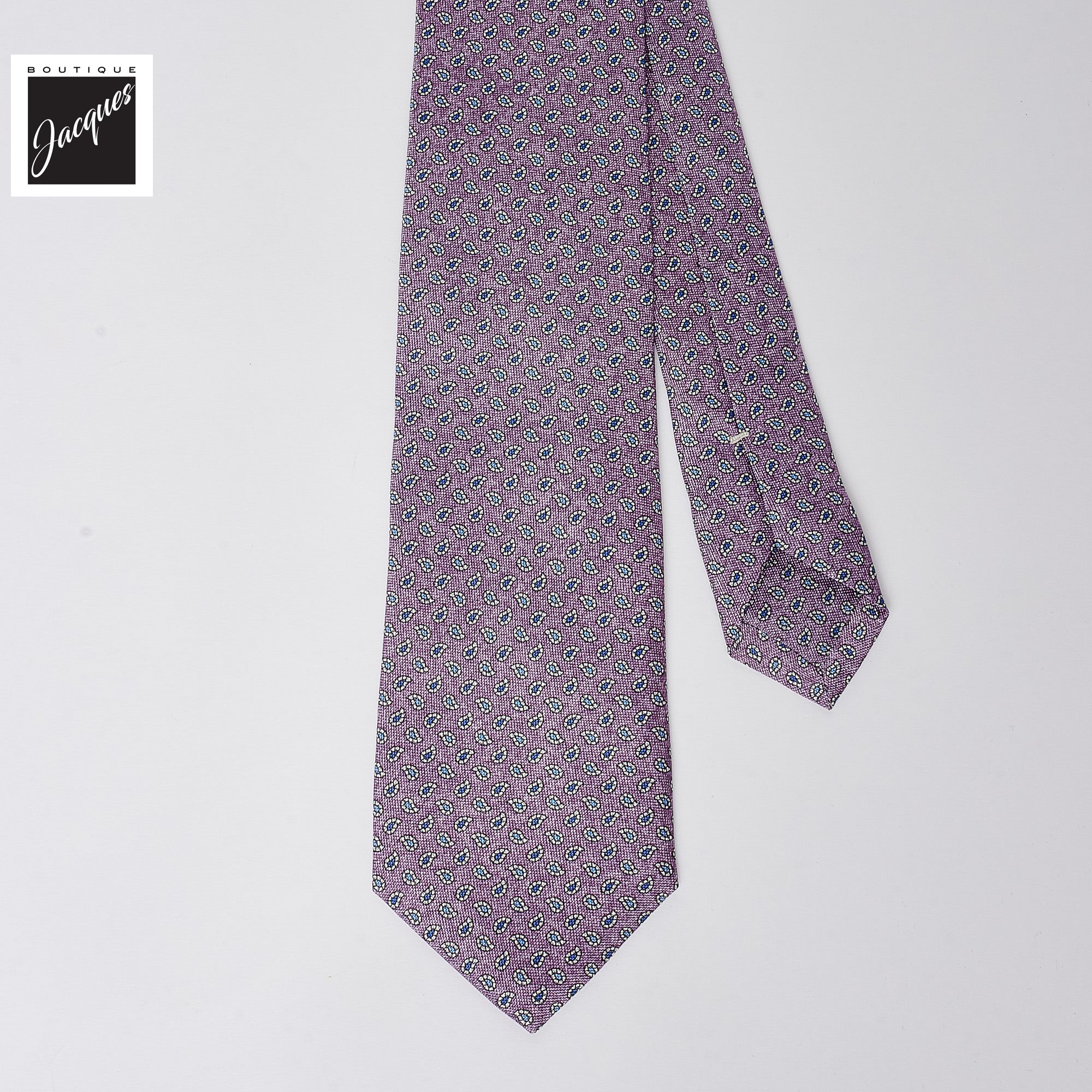Mauve Micro Paisley Print Silk Tie - Paolo Albizzati