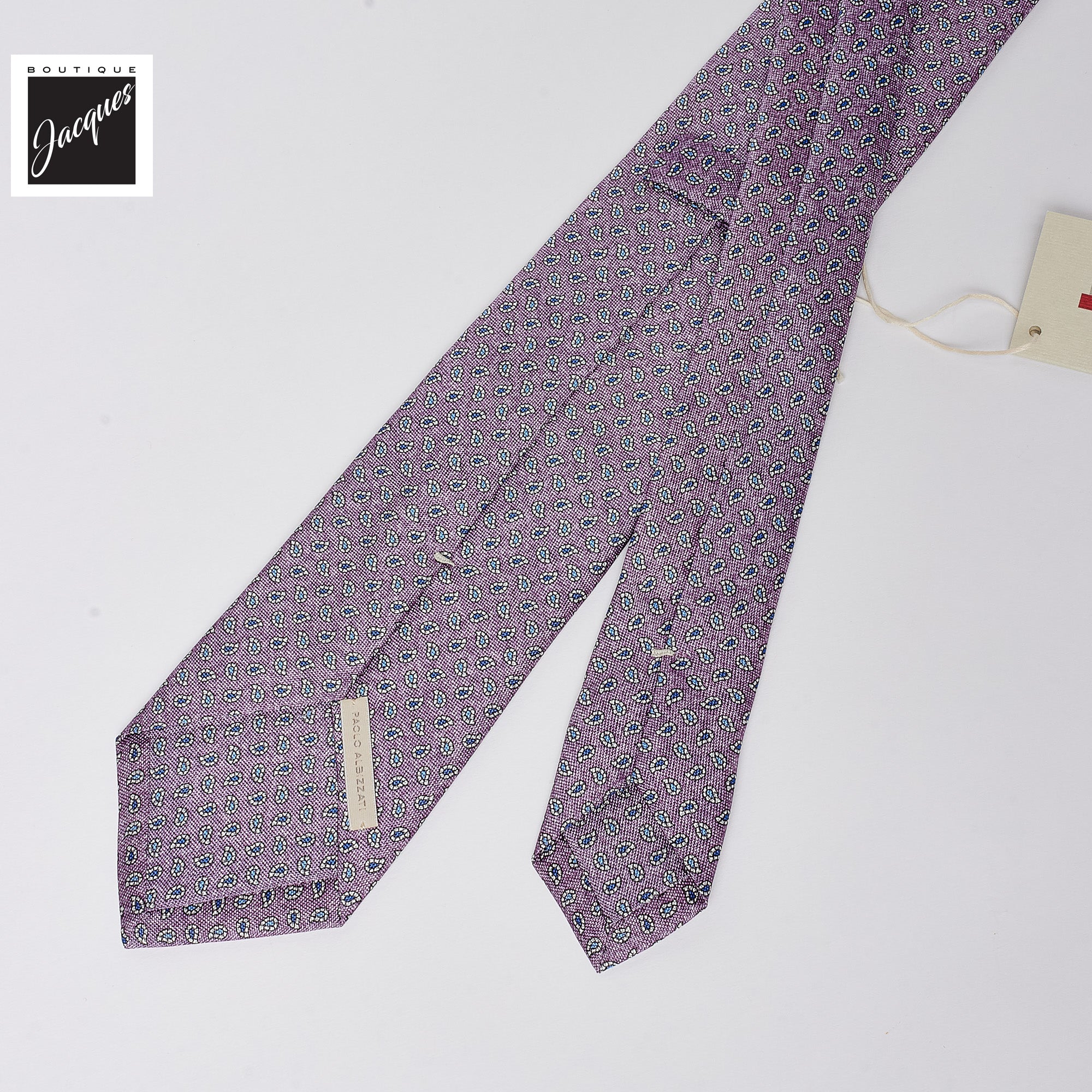 Mauve Micro Paisley Print Silk Tie - Paolo Albizzati