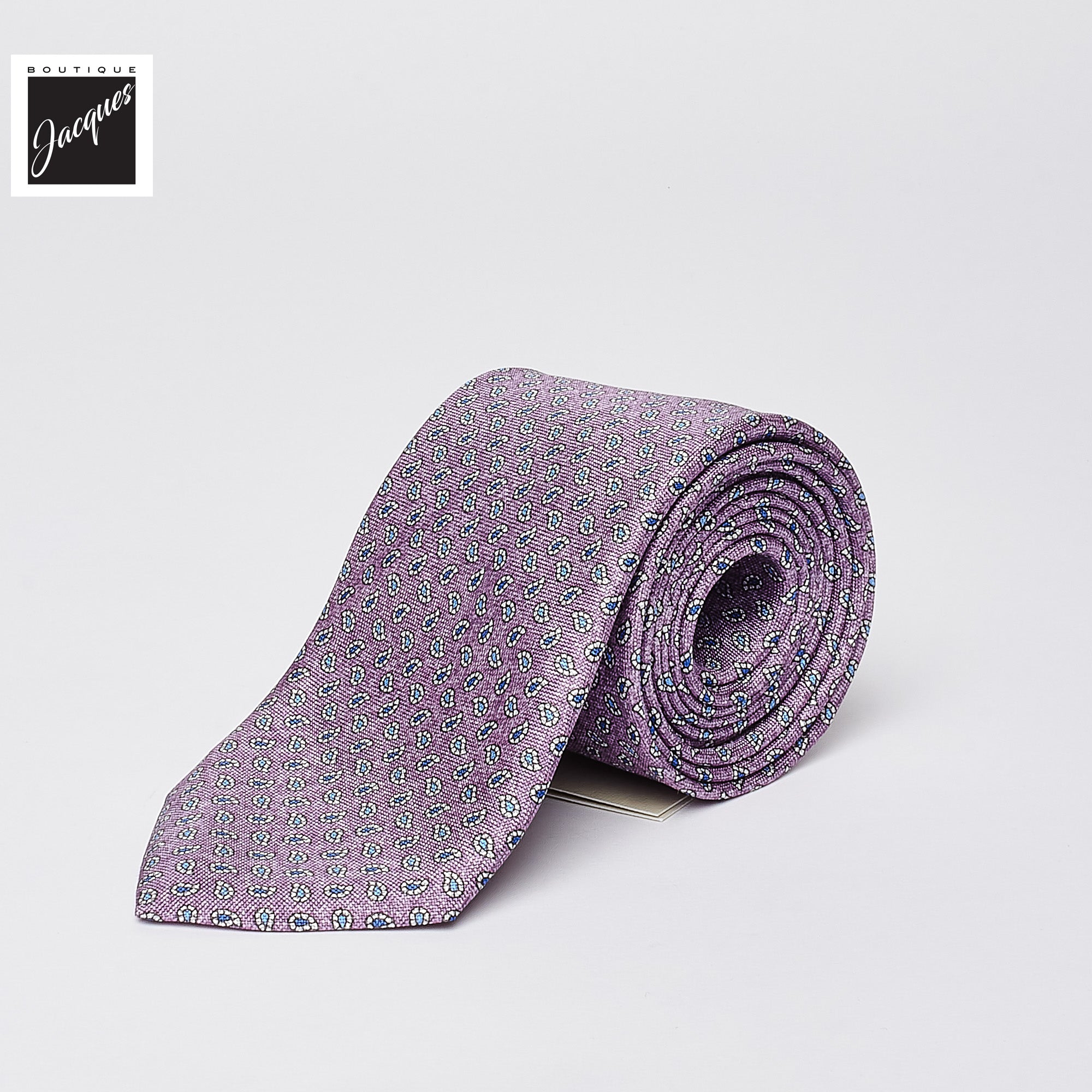 Mauve Micro Paisley Print Silk Tie - Paolo Albizzati
