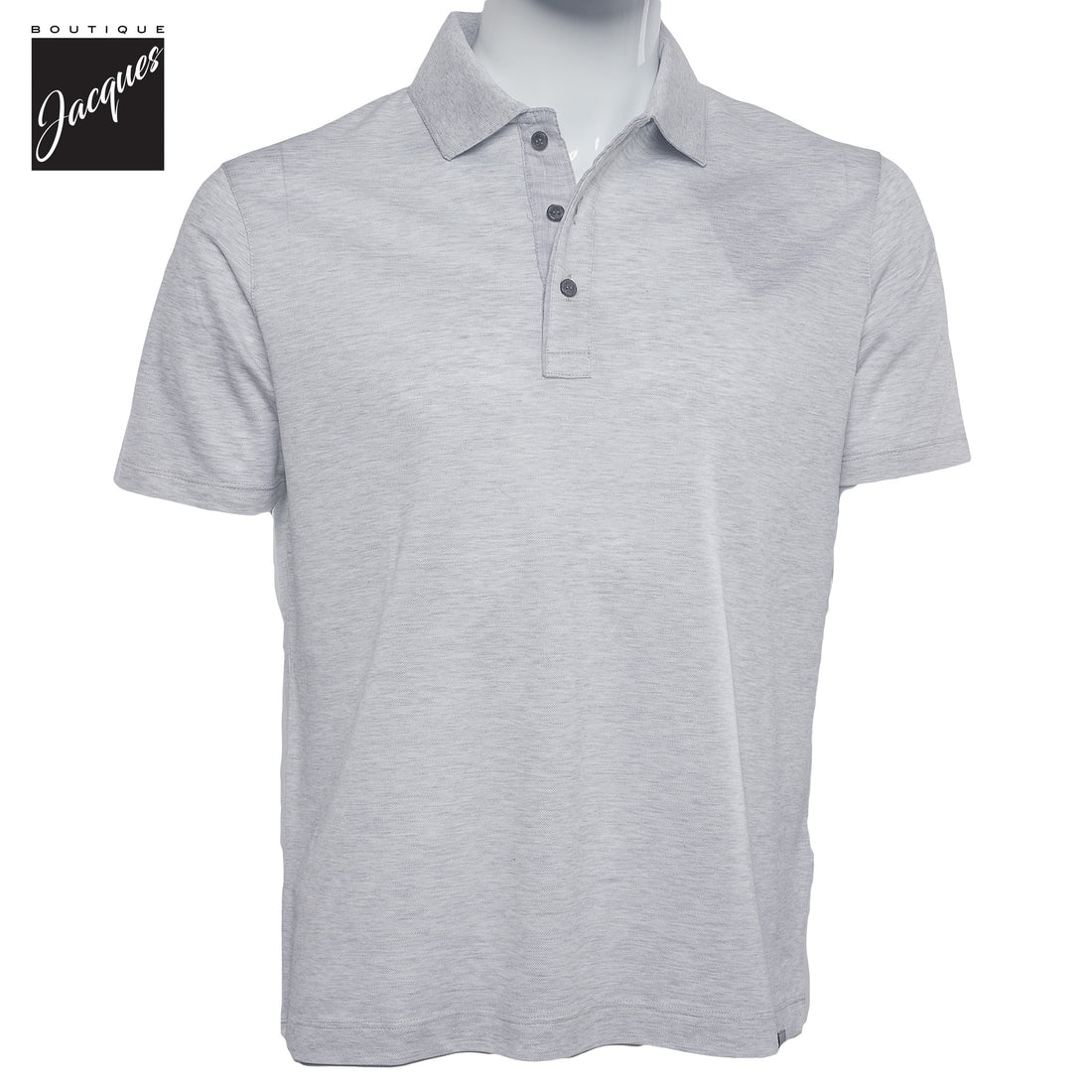 Ice Gray Shark Tag Piqué Cotton Polo with Linen Trims - Paul & Shark - Boutique Jacques International