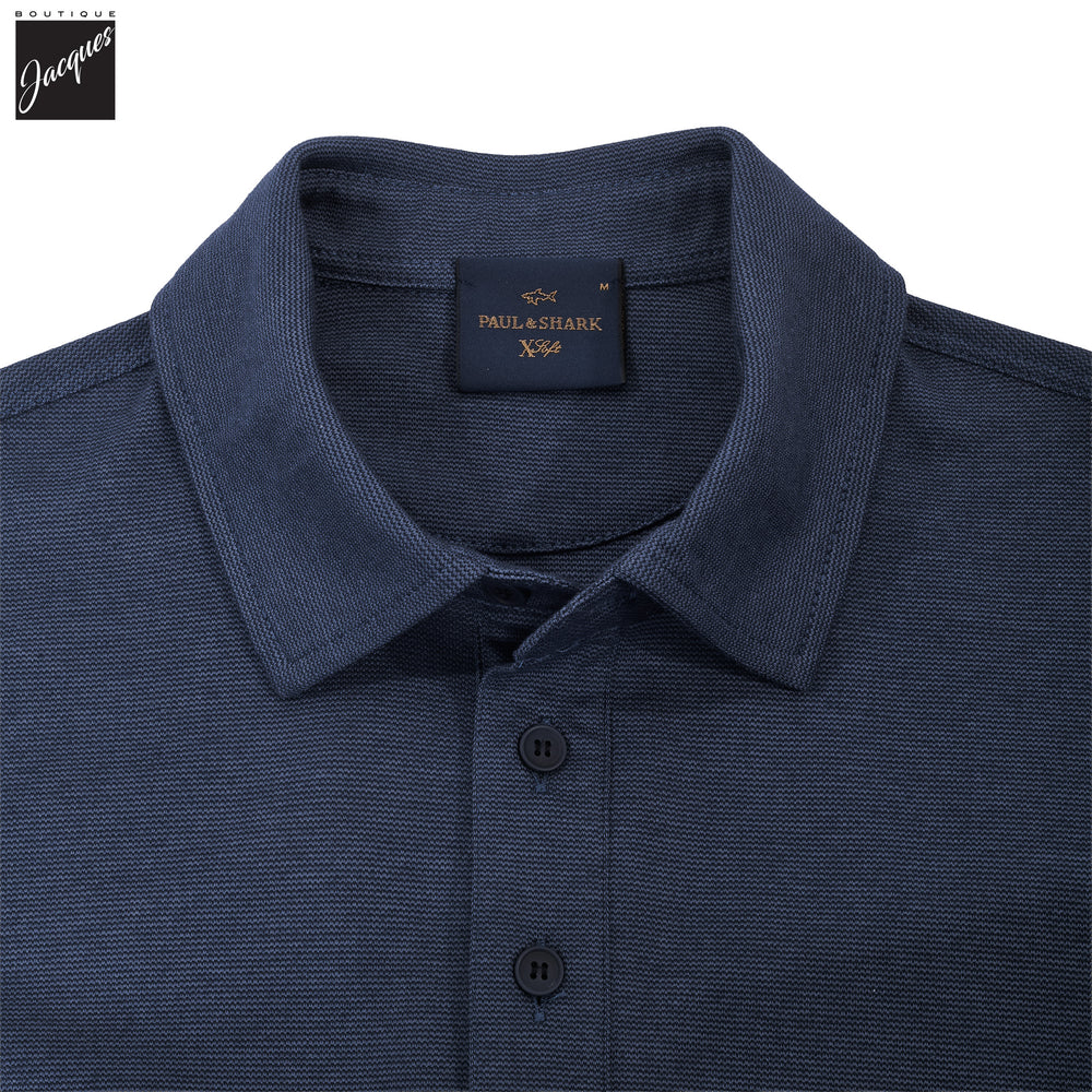Vintage Indigo XSoft Cotton-Lyocell Interlock Polo Shirt - Paul & Shark - Boutique Jacques International