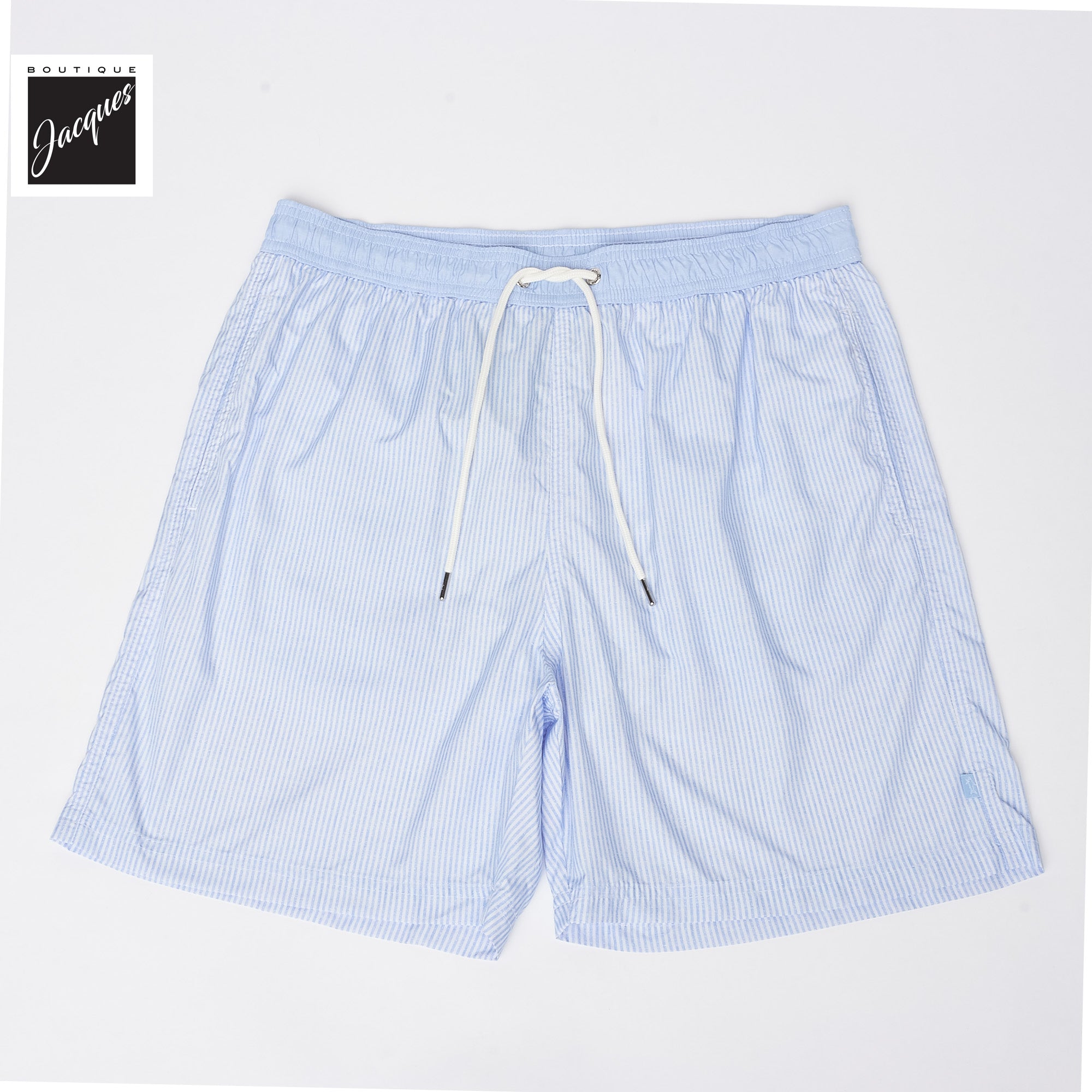 Light Blue Swim Shorts with Striped Print - Paul & Shark