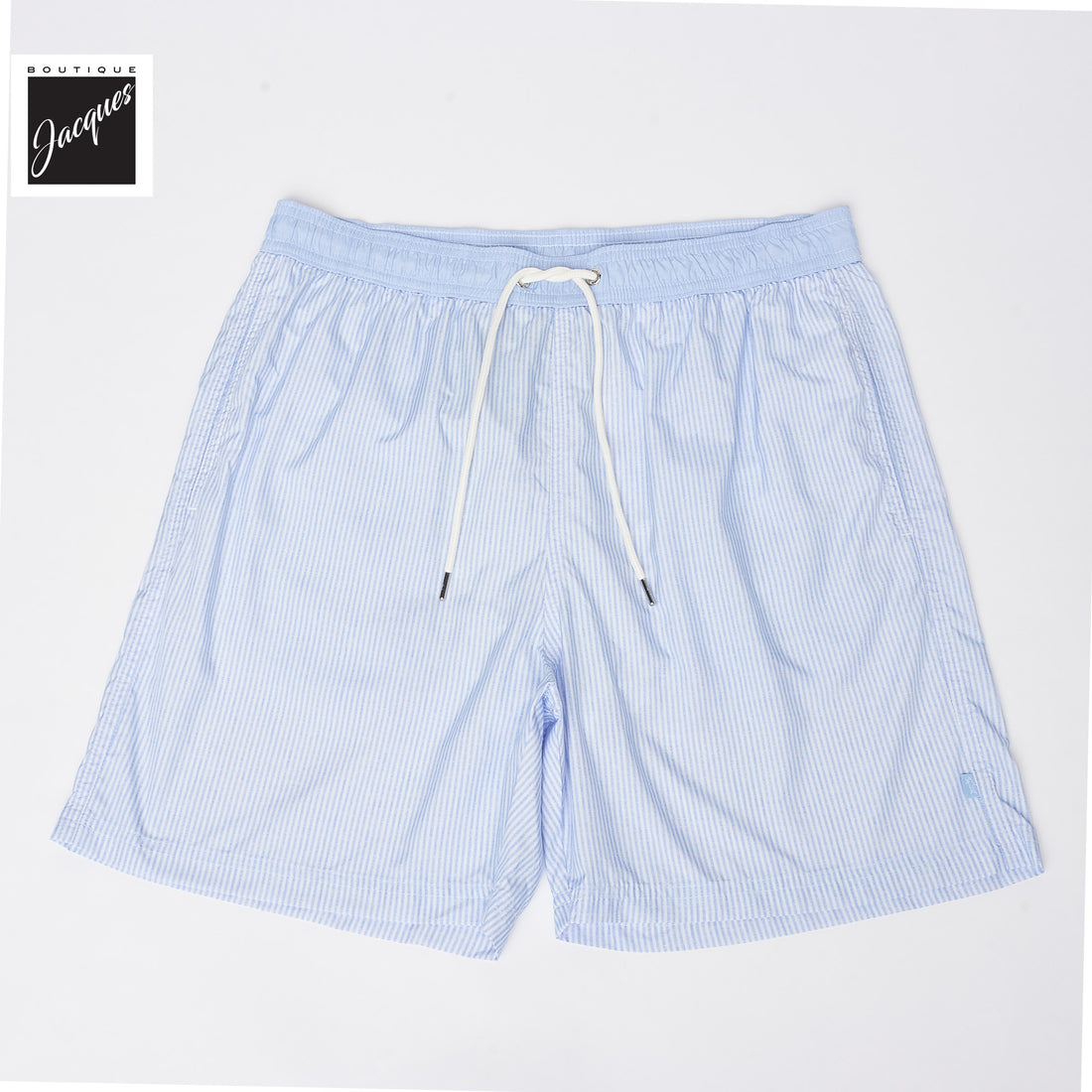 Light Blue Swim Shorts with Striped Print - Paul & Shark