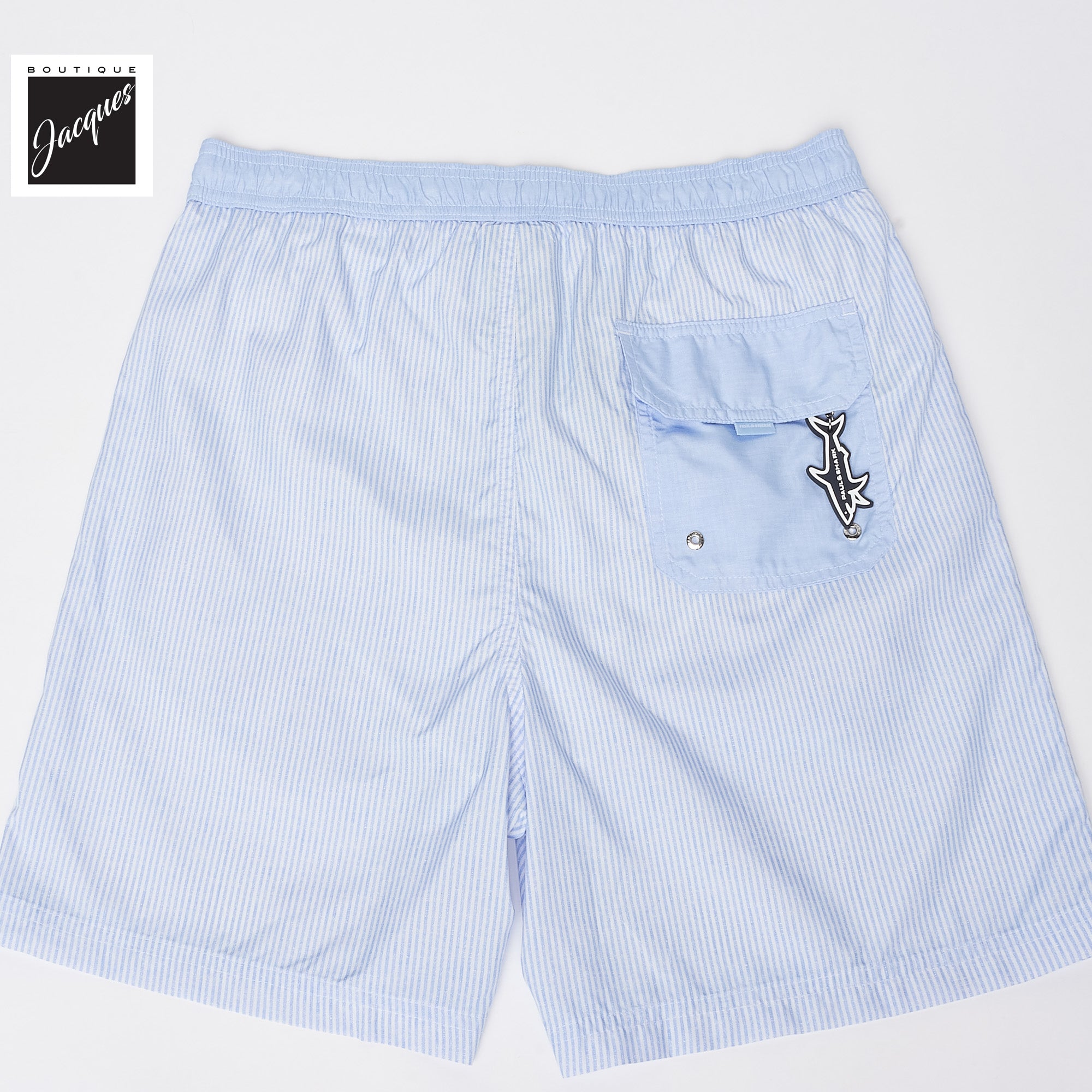 Light Blue Swim Shorts with Striped Print - Paul & Shark