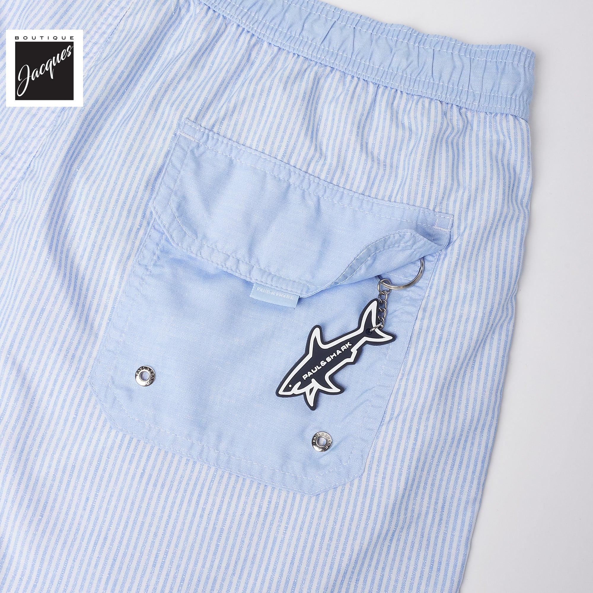 Light Blue Swim Shorts with Striped Print - Paul & Shark