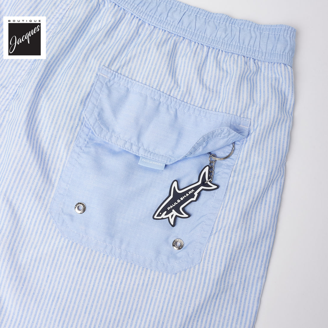 Light Blue Swim Shorts with Striped Print - Paul & Shark