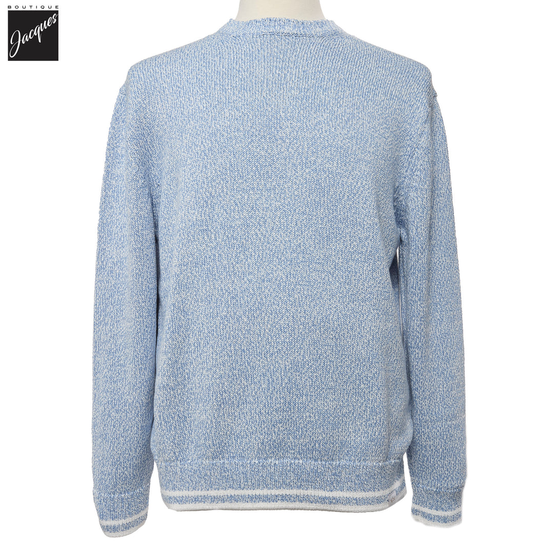 Light Blue Mélange Piuma Cotton Knit Crew Neck - Paul & Shark (RIVIERA) - Boutique Jacques International