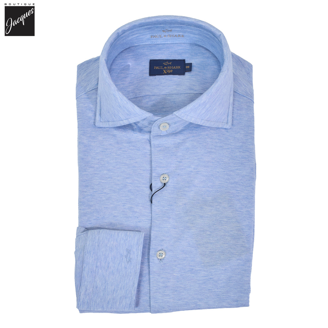 Light Blue XSoft Cotton Jersey Woven Casual Shirt - Paul & Shark - Boutique Jacques International