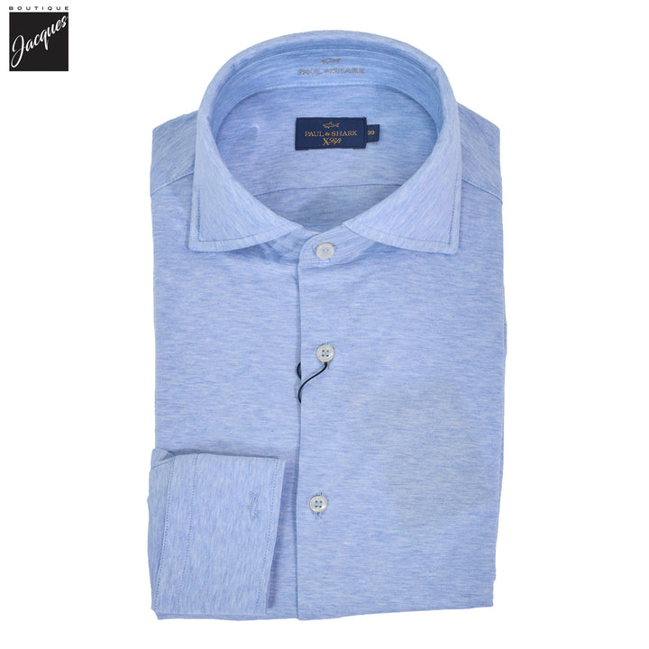 Light Blue XSoft Cotton Jersey Woven Casual Shirt - Paul & Shark - Boutique Jacques International