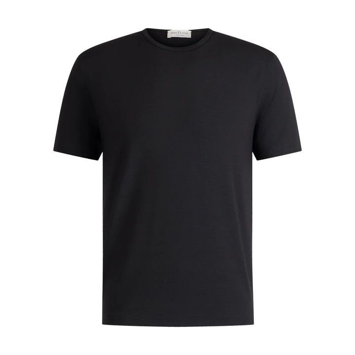 Black Crew Neck Viscose-Stretch Knitted Jersey T-Shirt - Phil Petter - Boutique Jacques International