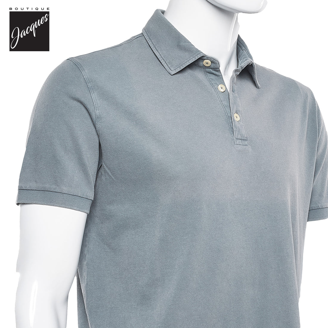 Mid Gray Fine Piqué Stretch Short Sleeve Polo - Phil Petter