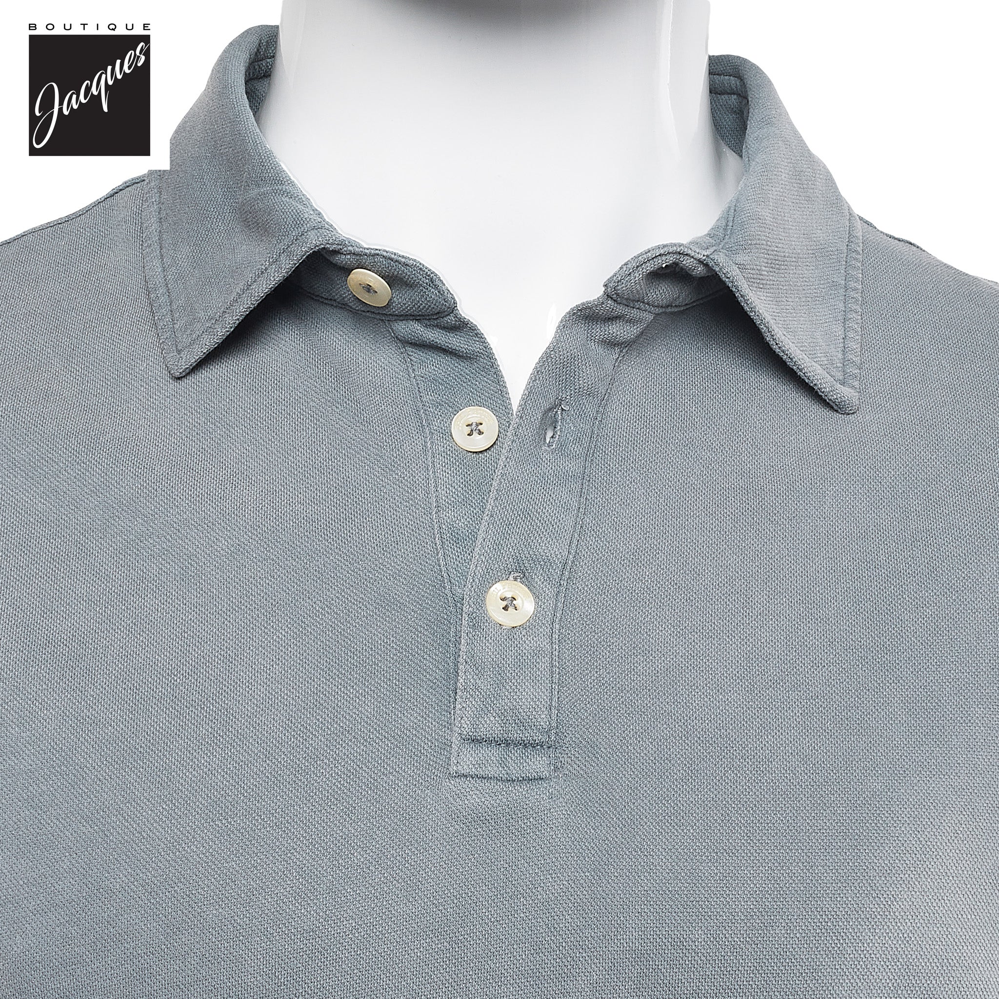 Mid Gray Fine Piqué Stretch Short Sleeve Polo - Phil Petter
