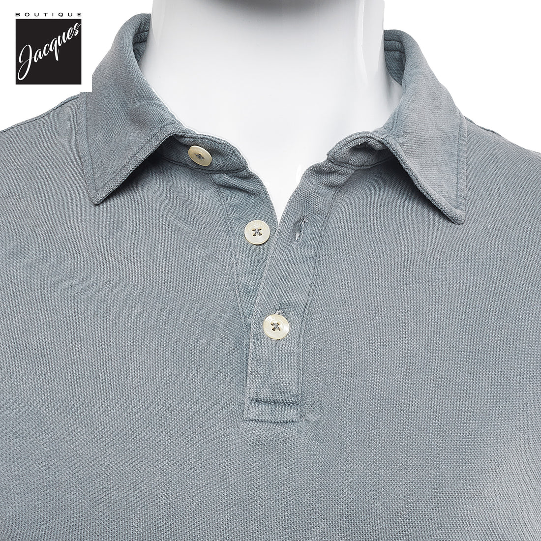 Mid Gray Fine Piqué Stretch Short Sleeve Polo - Phil Petter