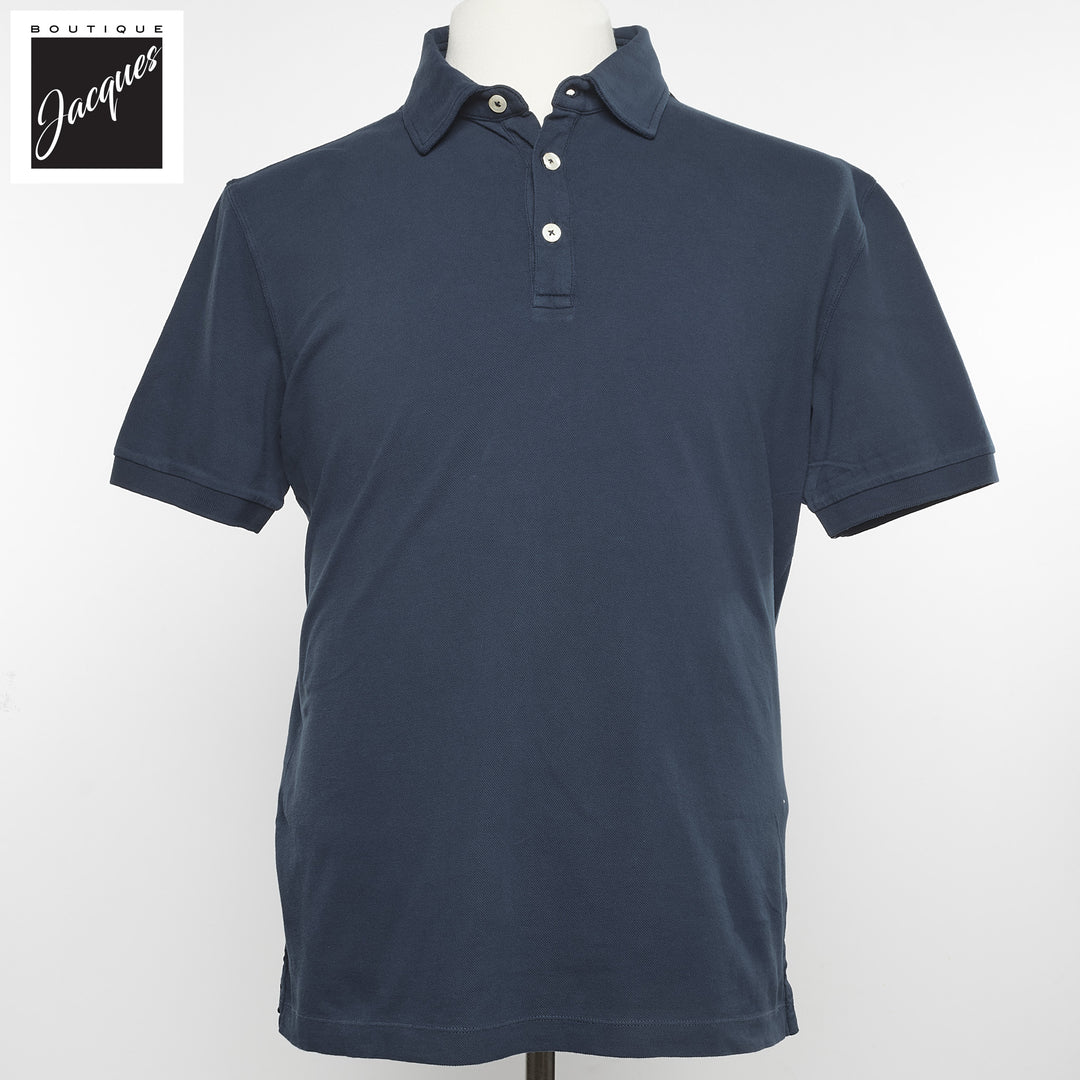 Navy Blue Fine Piqué Stretch Short Sleeve Polo - Phil Petter