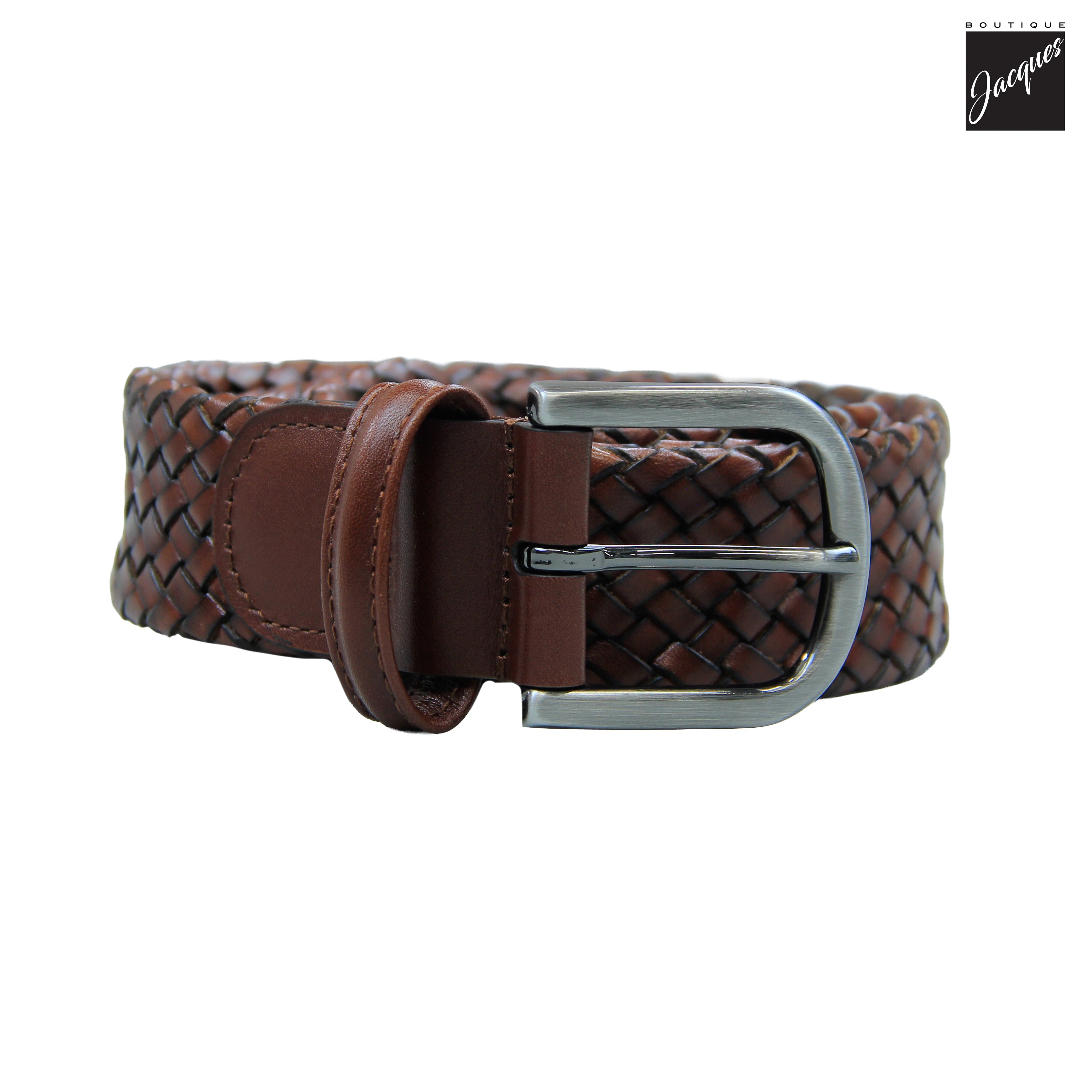 Brown Artisanal Woven Leather Belt - Anderson's - Boutique Jacques International