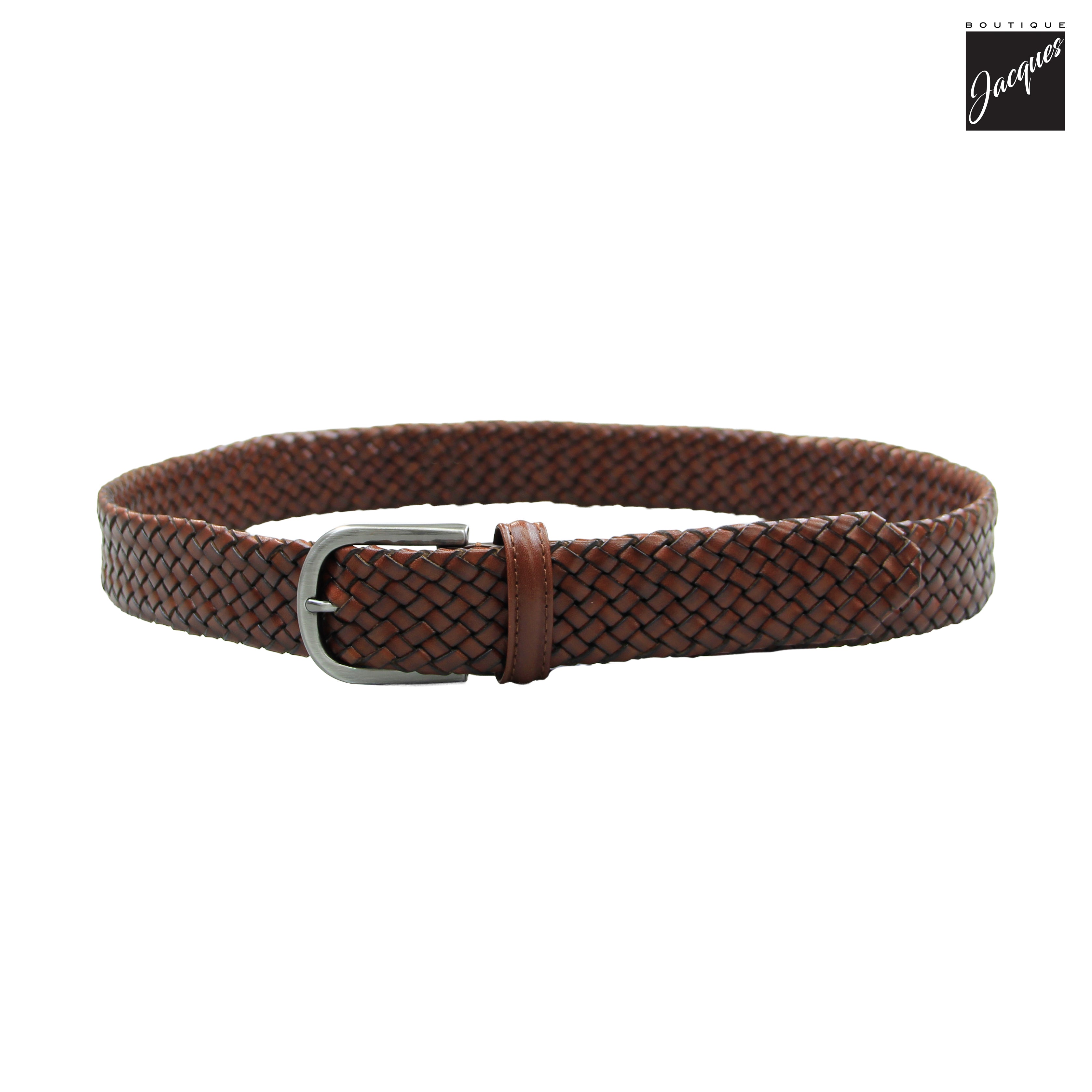 Brown Artisanal Woven Leather Belt - Anderson's - Boutique Jacques International