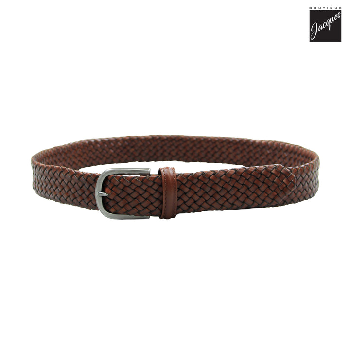 Brown Artisanal Woven Leather Belt - Anderson's