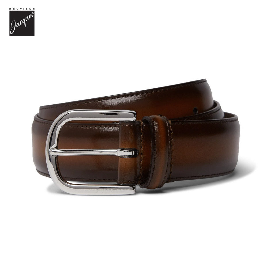 Dark Brown Burnished Leather Belt - Anderson's