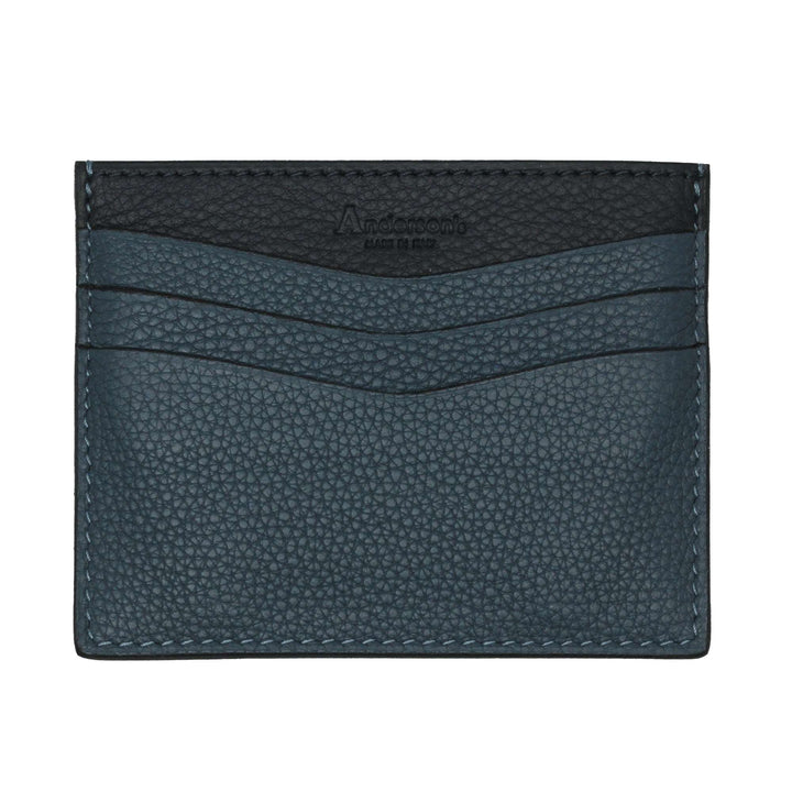 Blue Contrast Full-Grain Calf Leather Cardholder - Anderson's