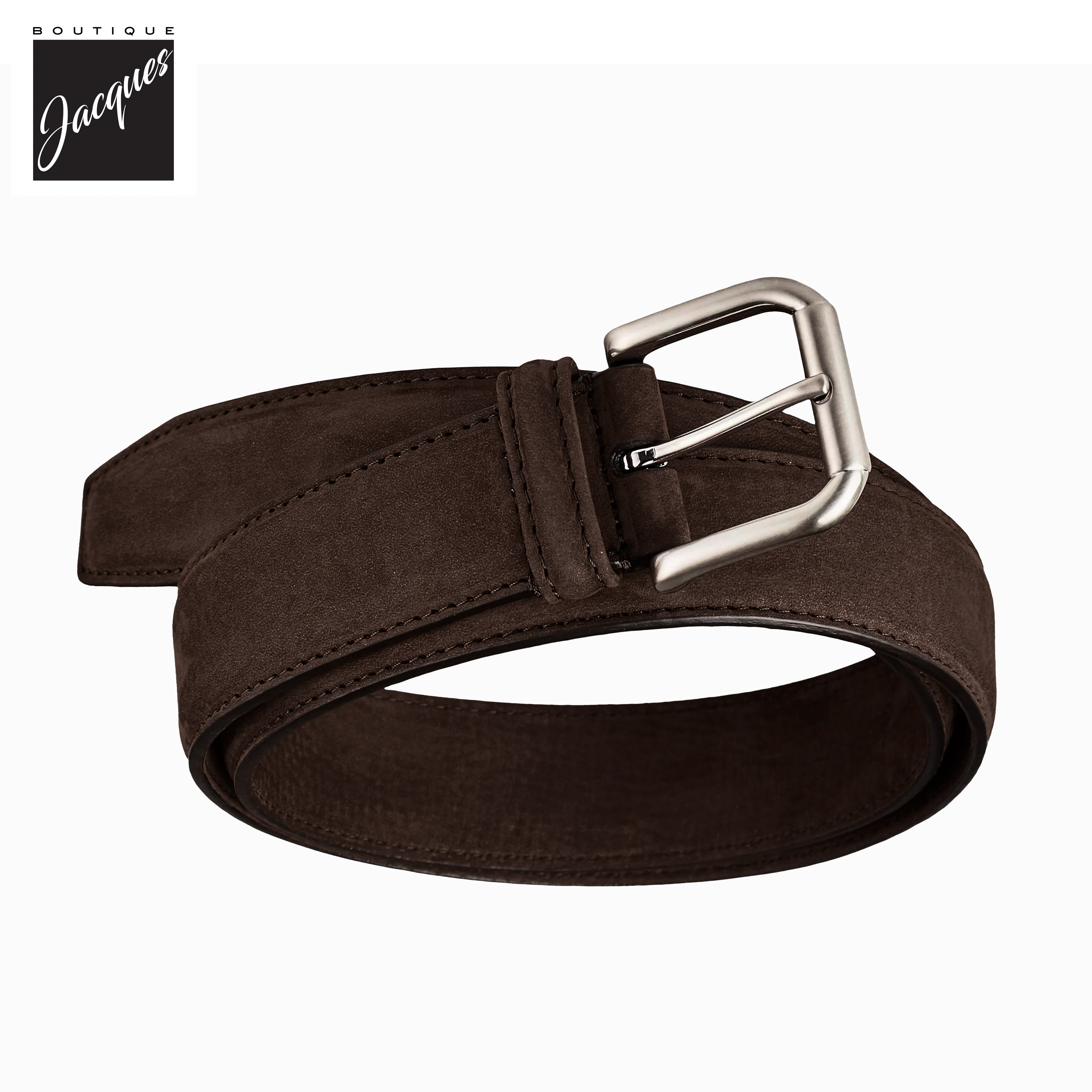 Dark Brown Soft Nubuck Suede Leather Belt - Anderson's - Boutique Jacques International