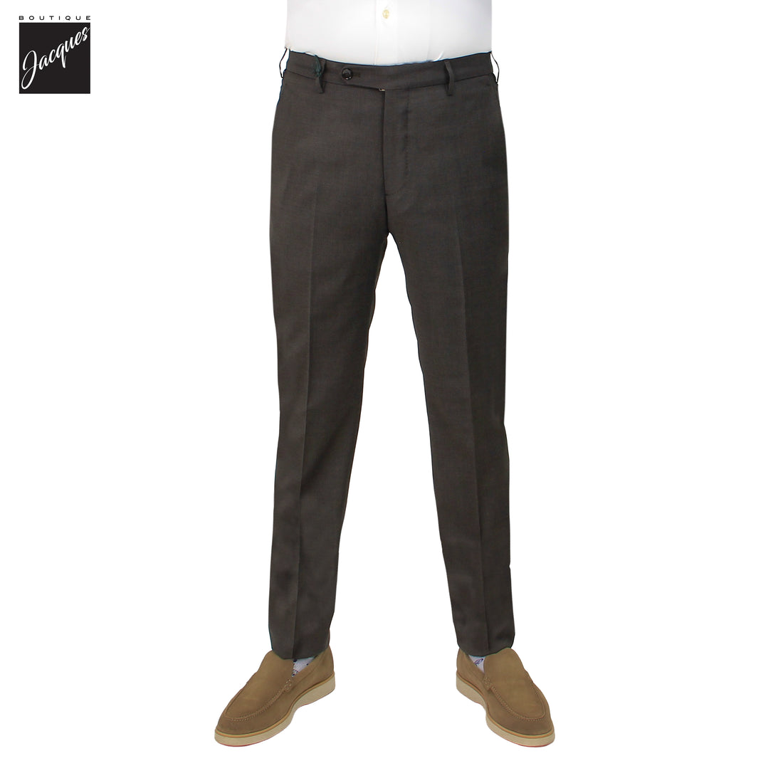 Pantalon Berwich Morello en laine stretch haute performance marron foncé