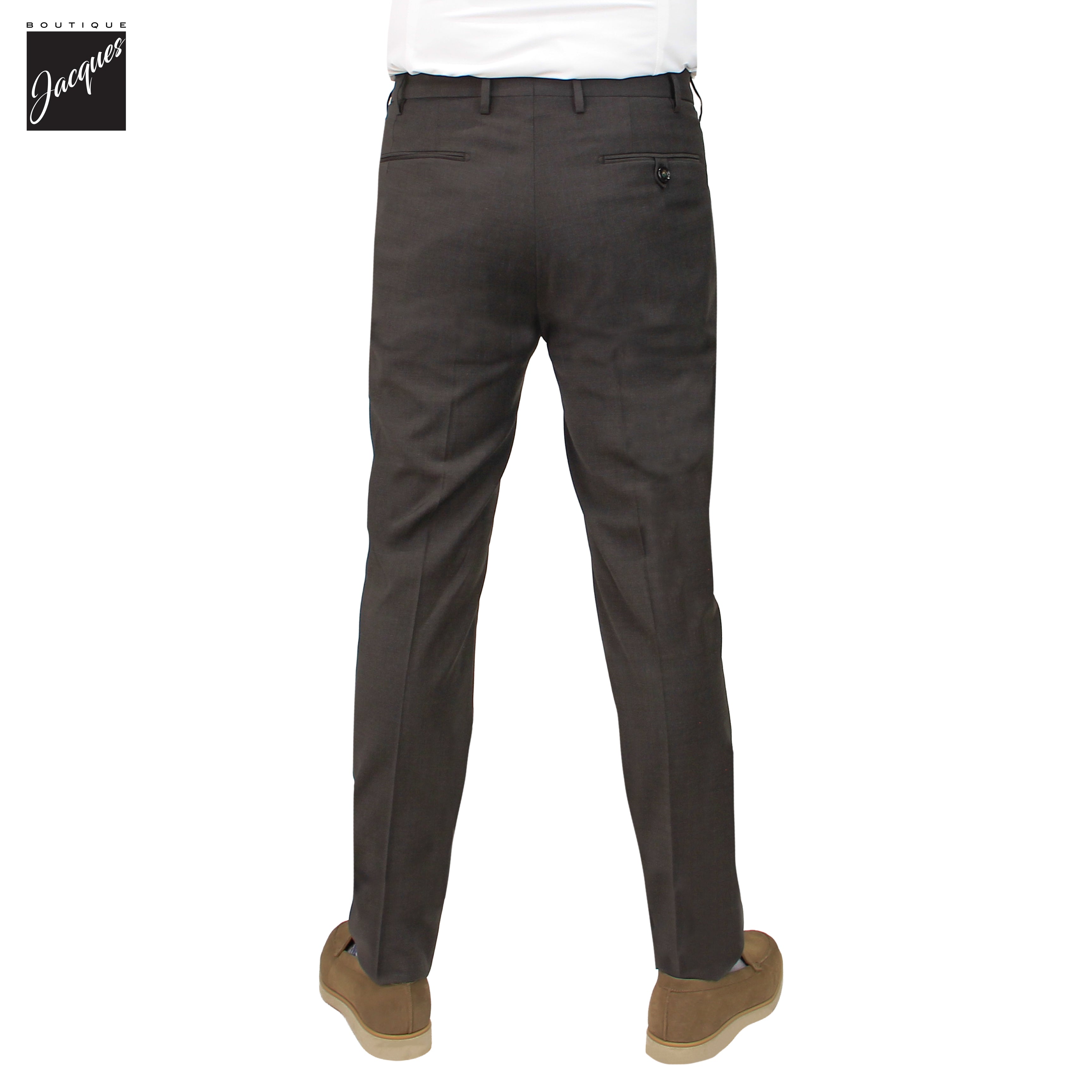 Pantalon Berwich Morello en laine stretch haute performance marron foncé