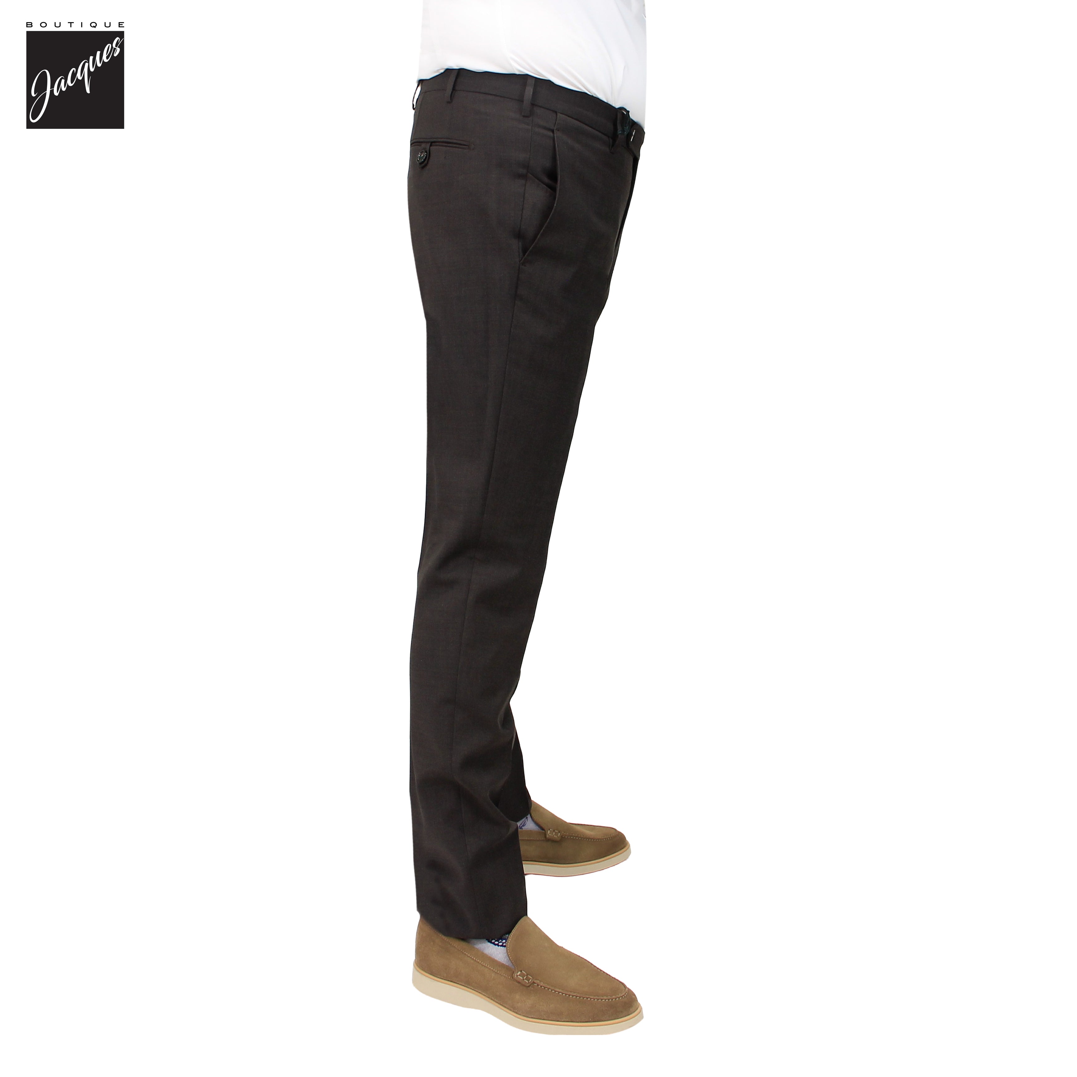 Pantalon Berwich Morello en laine stretch haute performance marron foncé