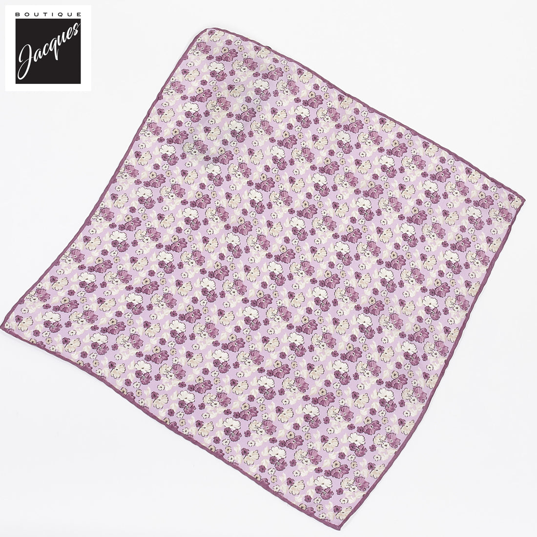 Lilac/Purple Floral Pattern Silk Pocket Square - Paolo Albizzati