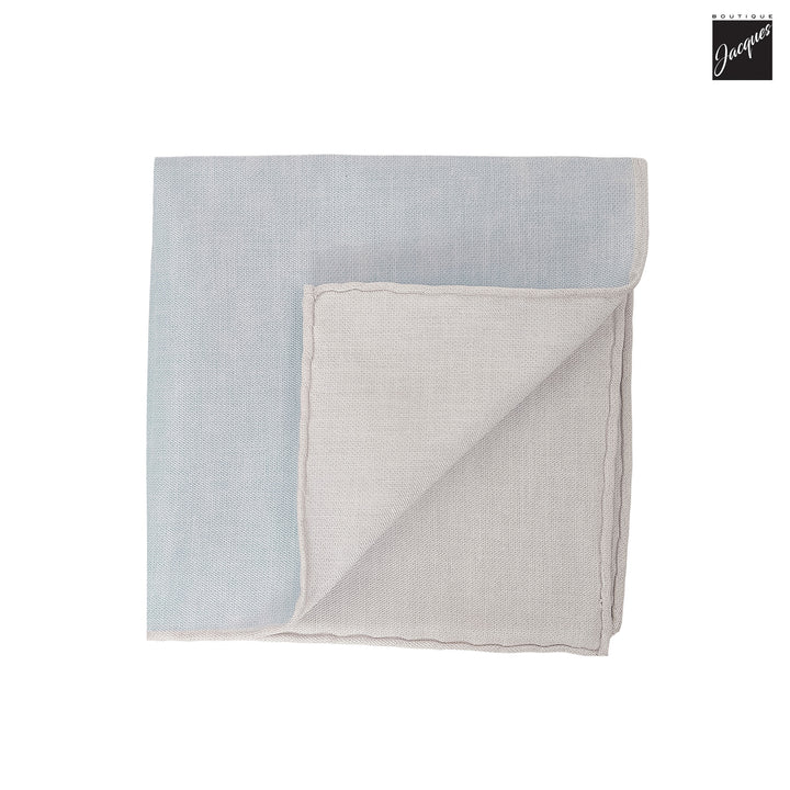 Pale Blue Silk-Cotton Solid Reversible Hankie - Paolo Albizzati - Boutique Jacques International