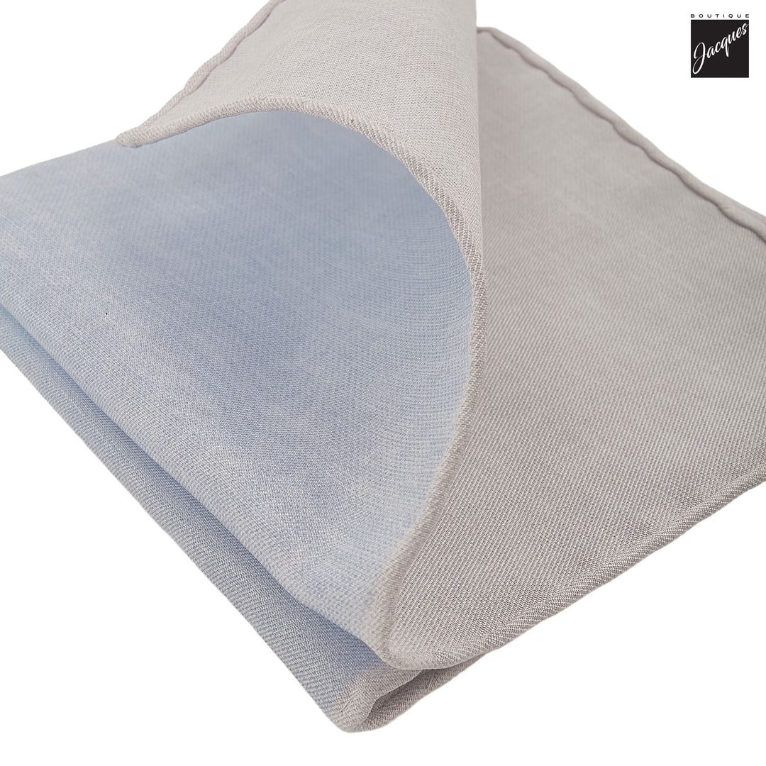 Pale Blue Silk-Cotton Solid Reversible Hankie - Paolo Albizzati - Boutique Jacques International