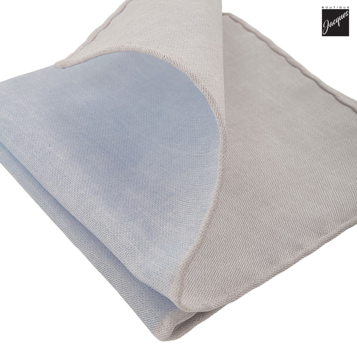 Pale Blue Silk-Cotton Solid Reversible Hankie - Paolo Albizzati - Boutique Jacques International