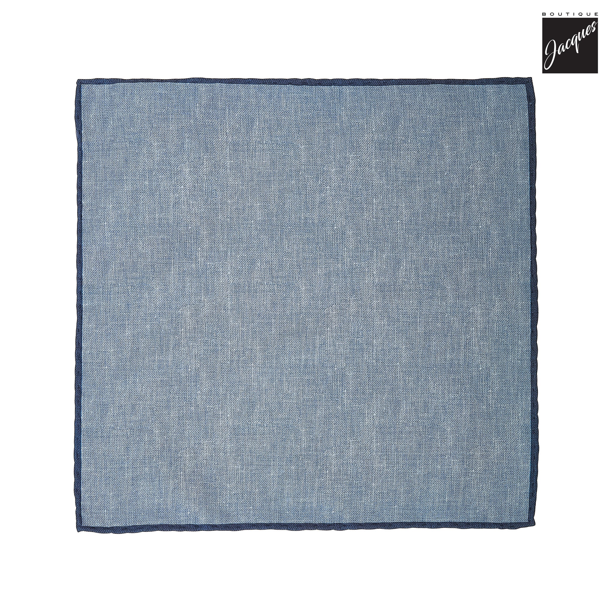 Denim Blue Silk-Cotton Solid Reversible Hankie - Paolo Albizzati - Boutique Jacques International