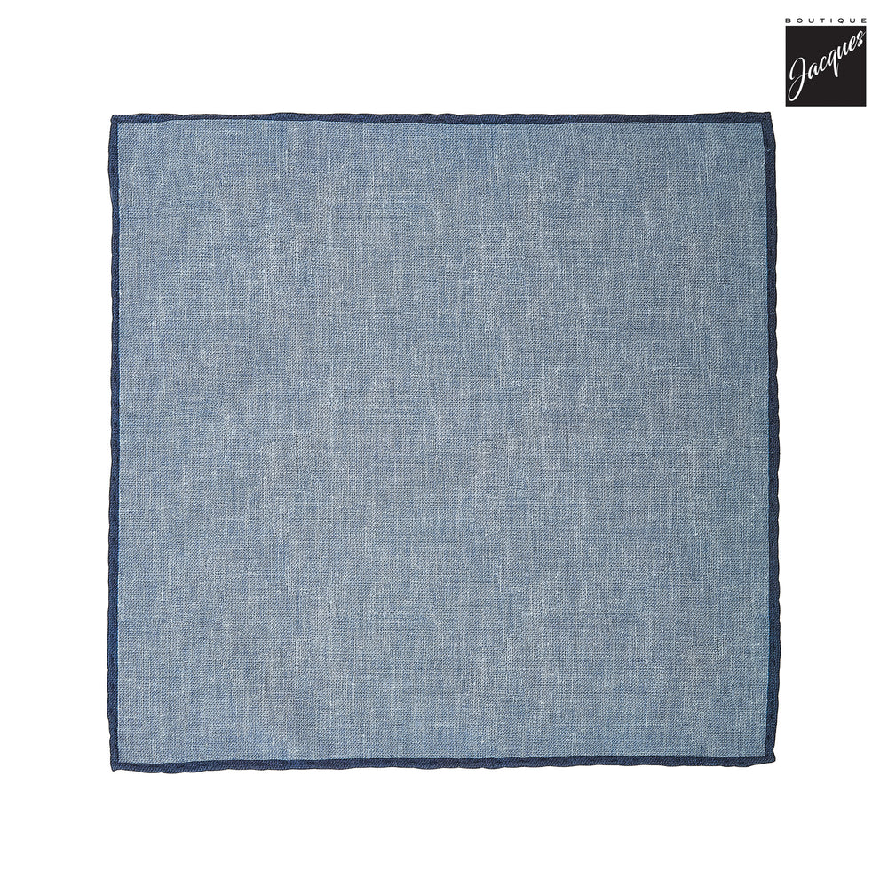 Denim Blue Silk-Cotton Solid Reversible Hankie - Paolo Albizzati - Boutique Jacques International