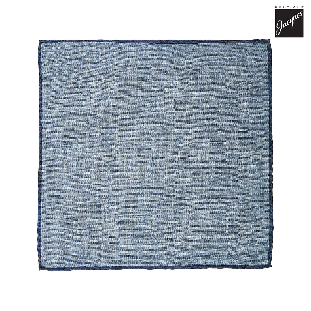 Denim Blue Silk-Cotton Solid Reversible Hankie - Paolo Albizzati - Boutique Jacques International