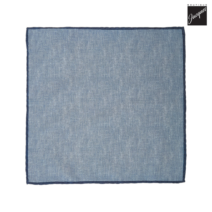 Denim Blue Silk-Cotton Solid Reversible Hankie - Paolo Albizzati - Boutique Jacques International