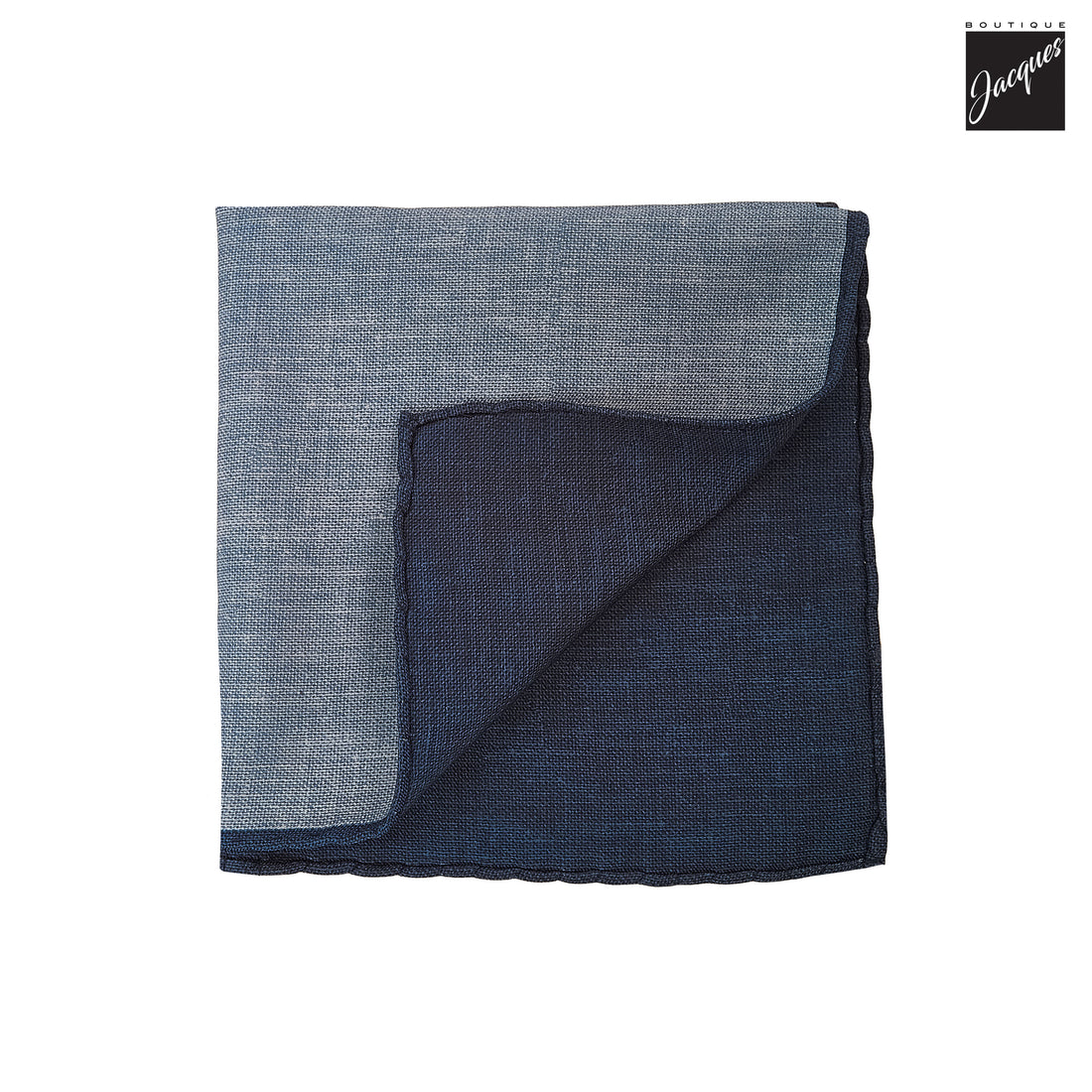 Denim Blue Silk-Cotton Solid Reversible Hankie - Paolo Albizzati - Boutique Jacques International
