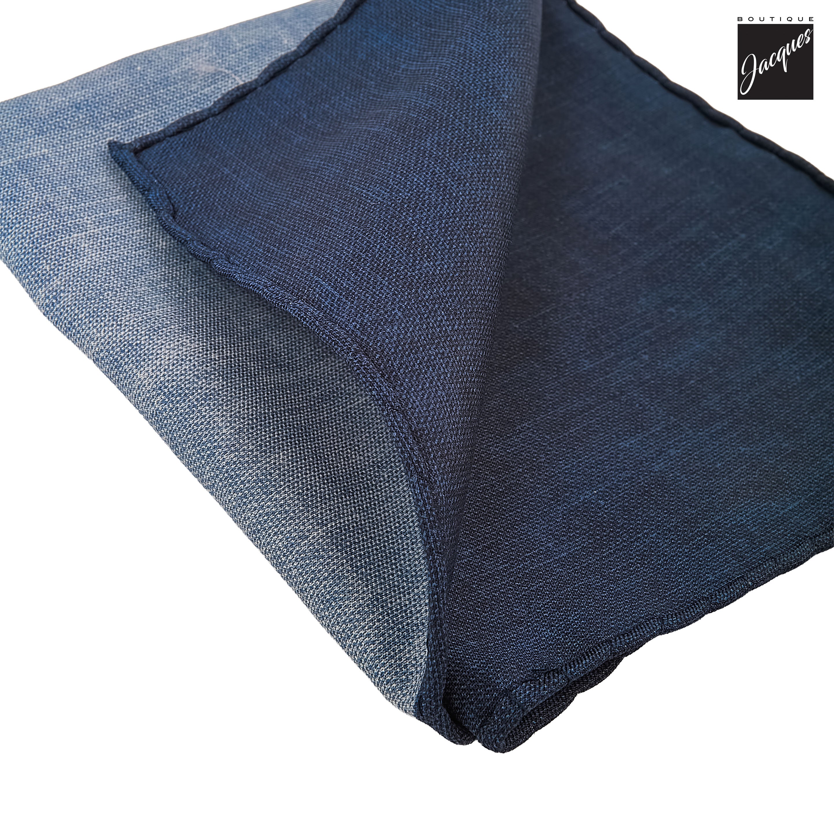 Denim Blue Silk-Cotton Solid Reversible Hankie - Paolo Albizzati - Boutique Jacques International