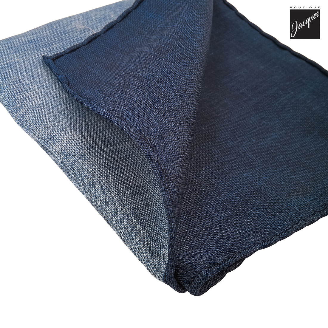 Denim Blue Silk-Cotton Solid Reversible Hankie - Paolo Albizzati - Boutique Jacques International