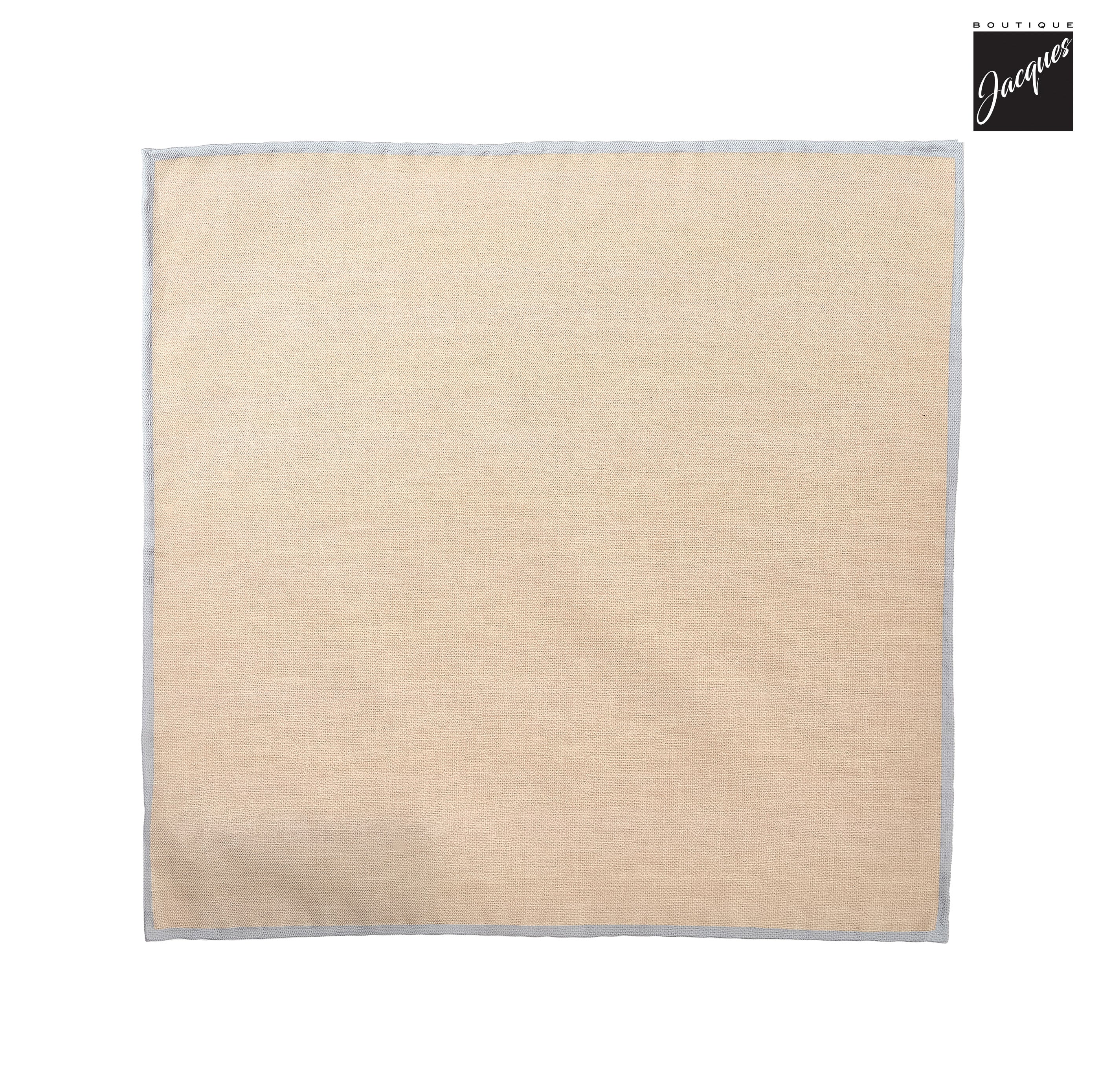 Beige Silk-Cotton Solid Reversible Hankie - Paolo Albizzati - Boutique Jacques International