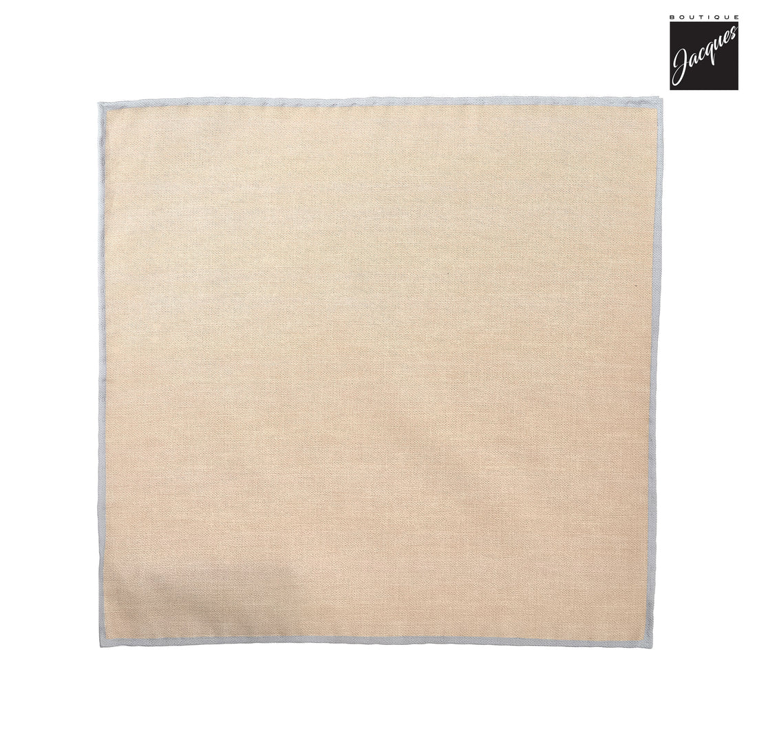 Beige Silk-Cotton Solid Reversible Hankie - Paolo Albizzati - Boutique Jacques International