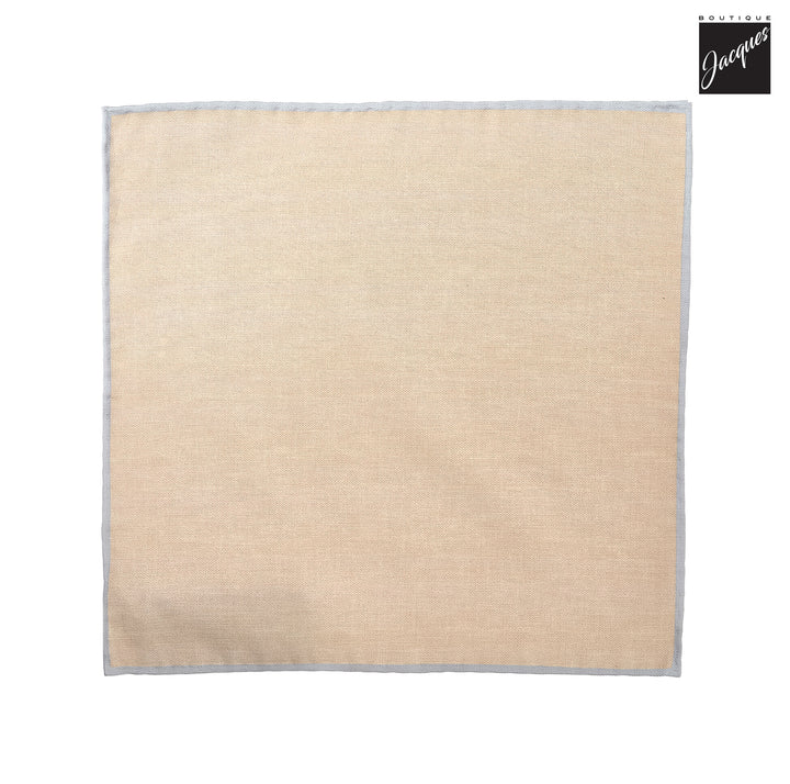 Beige Silk-Cotton Solid Reversible Hankie - Paolo Albizzati - Boutique Jacques International