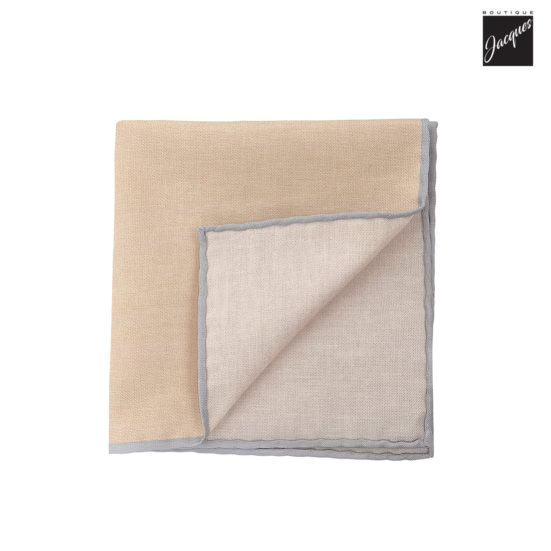 Beige Silk-Cotton Solid Reversible Hankie - Paolo Albizzati - Boutique Jacques International